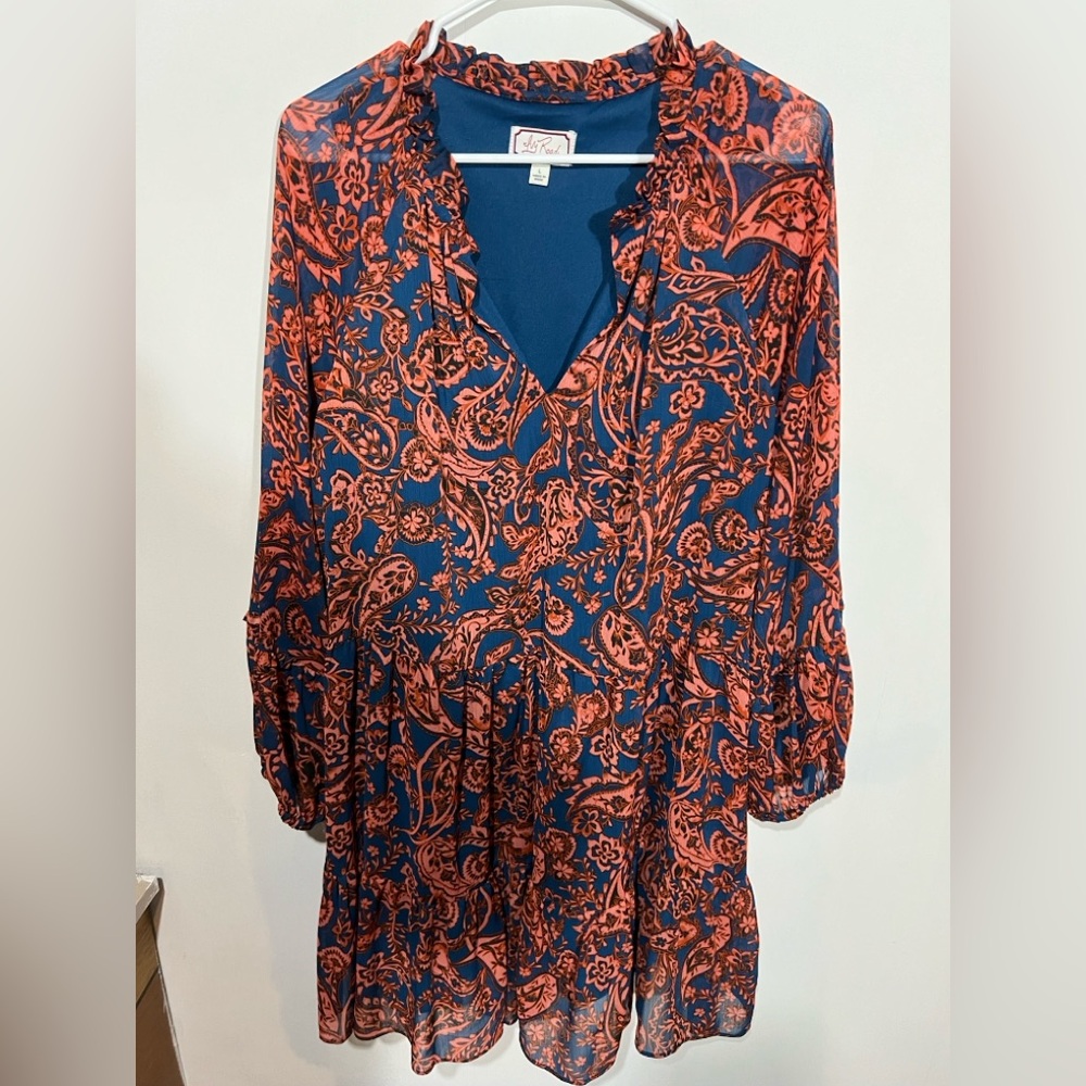 Ivy Road Blue and Red Floral Dress